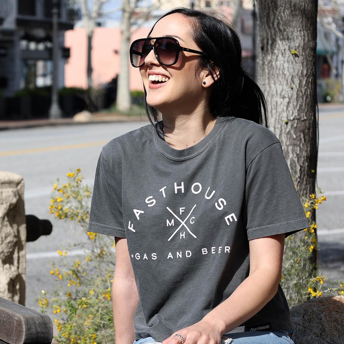 Theory Women's Crop Tee - Washed Black Fasthouse