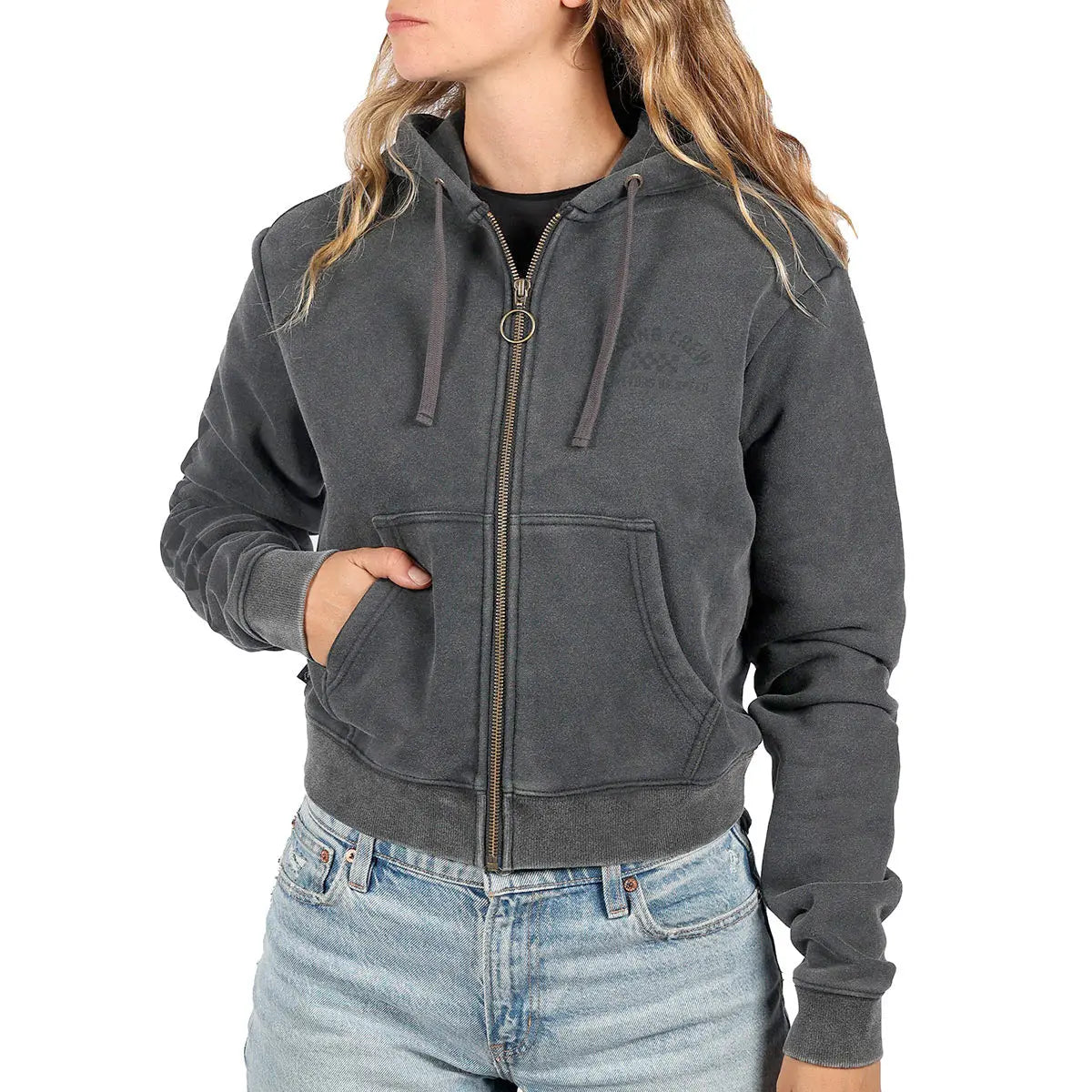 Discord Overdyed Heavyweight Women's Crop Zip-Up - Fasthouse