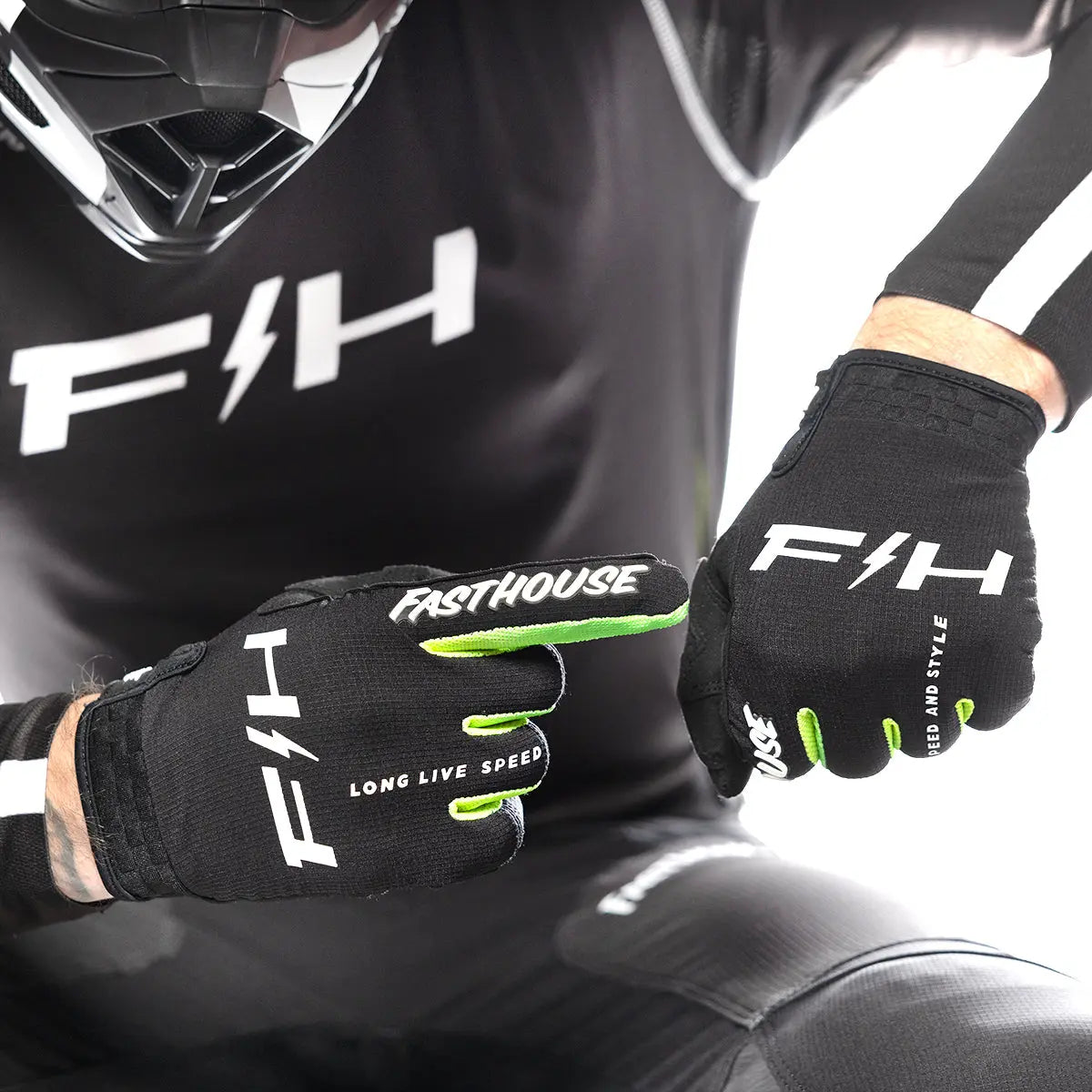 Elrod Nitro Glove - Black Neon - Fasthouse