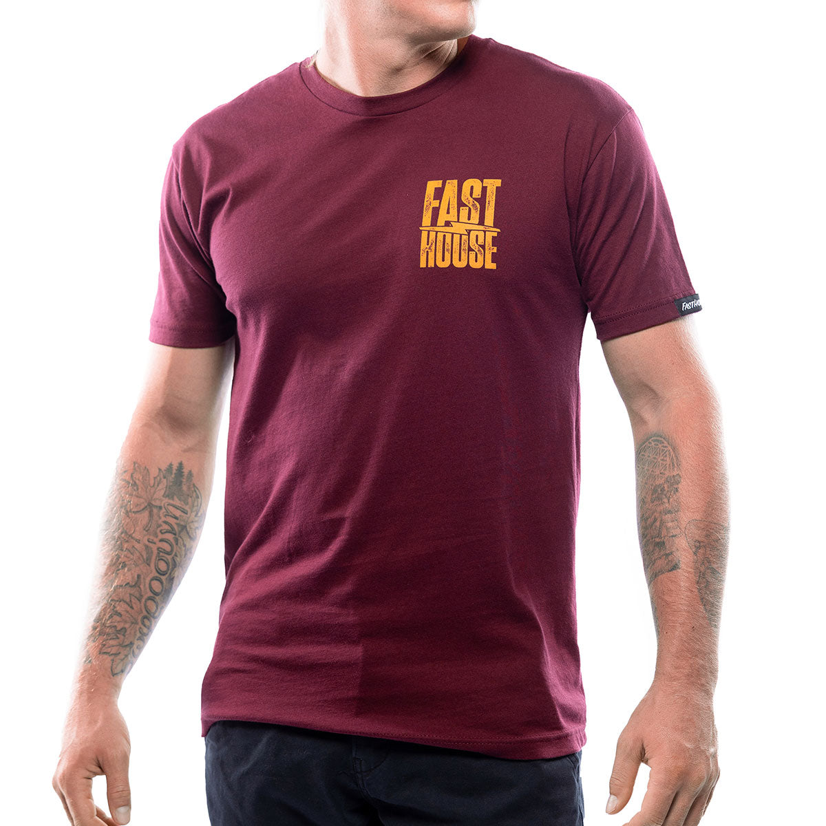 Grid Tee - Maroon