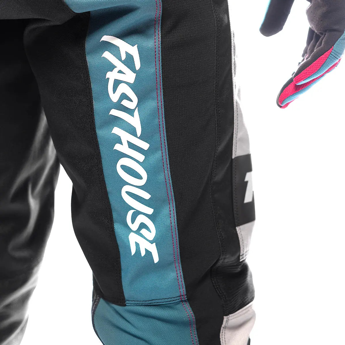 Grindhouse Club Pant - Light Gray/Black/Teal - Fasthouse