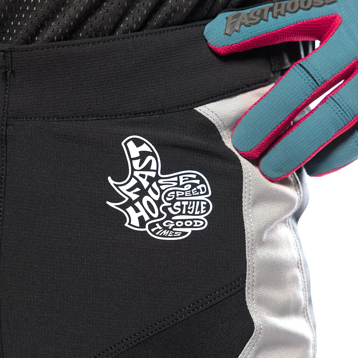 Grindhouse Club Pant - Light Gray/Black/Teal - Fasthouse