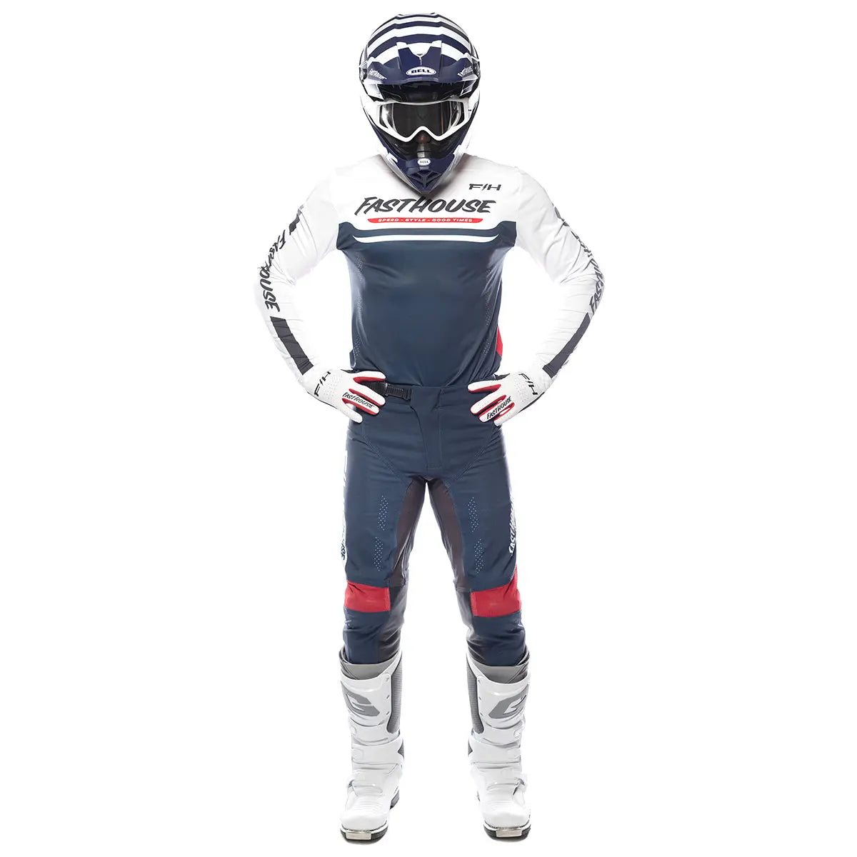 Helix Circuit Pant - Navy/White/Red - Fasthouse