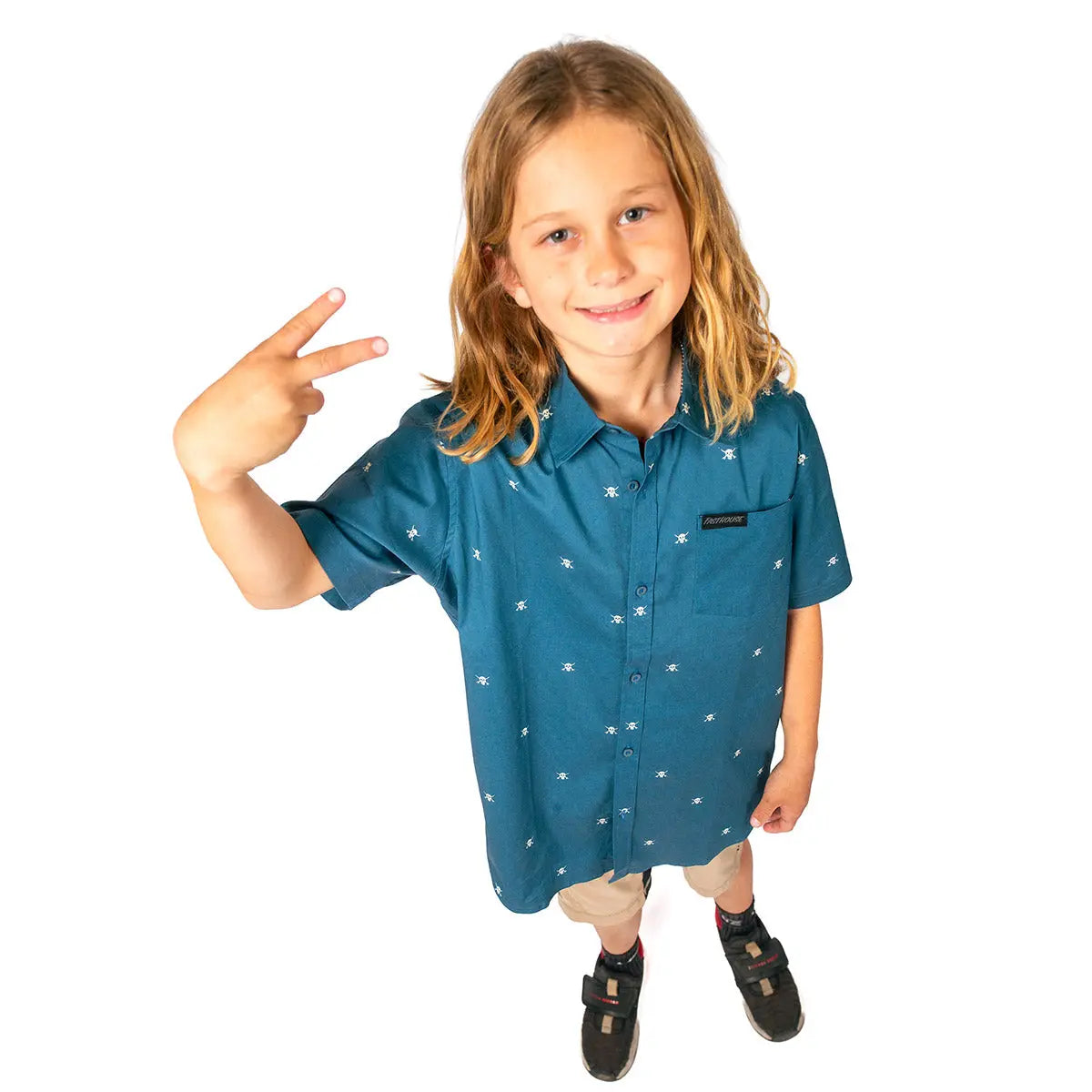 Jasper Youth Button Up Shirt - Vintage Blue - Fasthouse