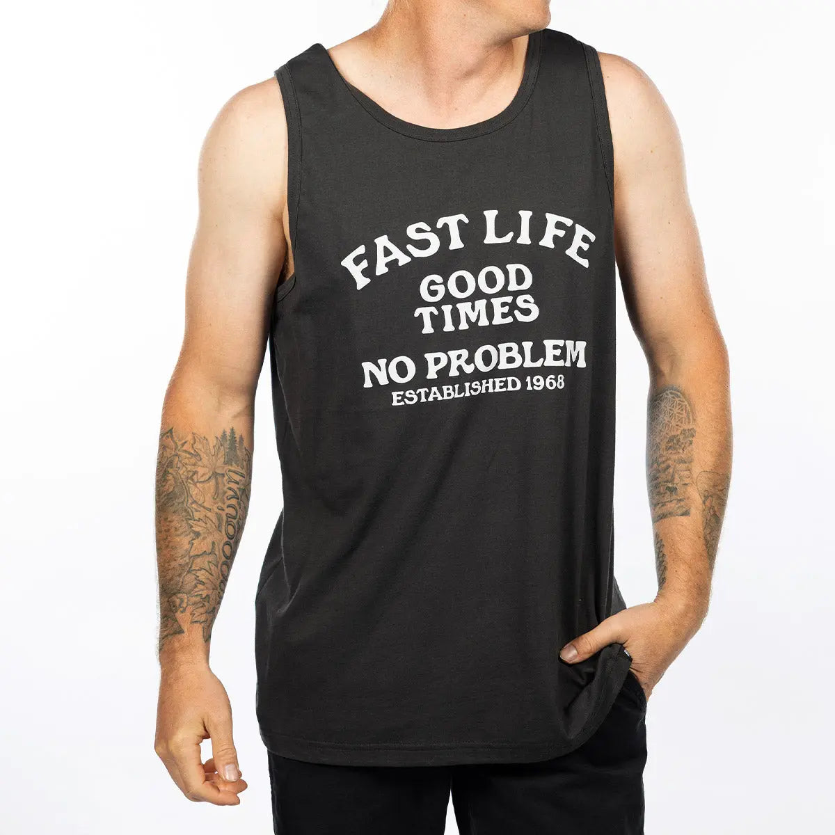 No Problem Tank - Graphite Black Fasthouse