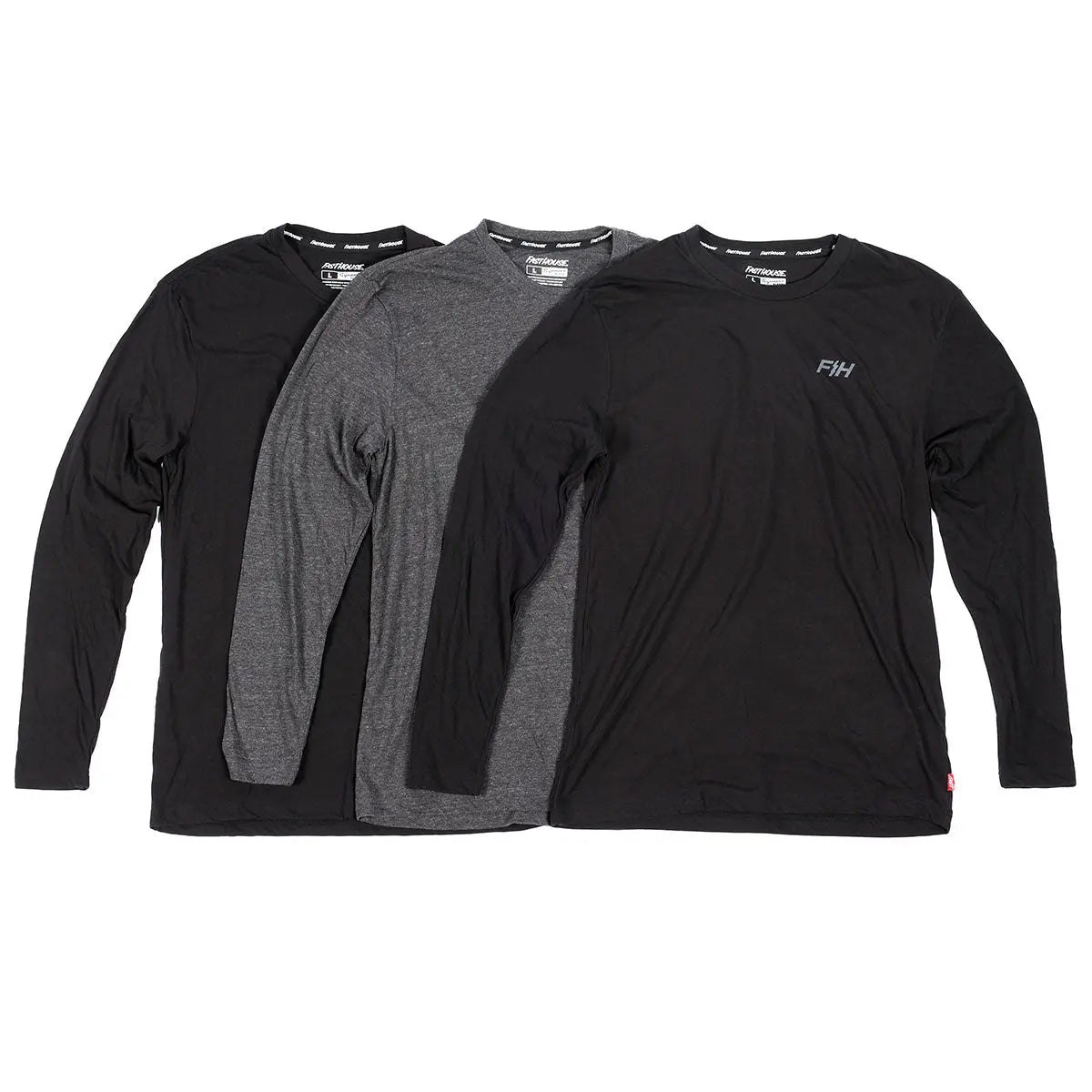 Basic Long Sleeve Tech Tee 3 Pack - Black/Heather Grey - Fasthouse