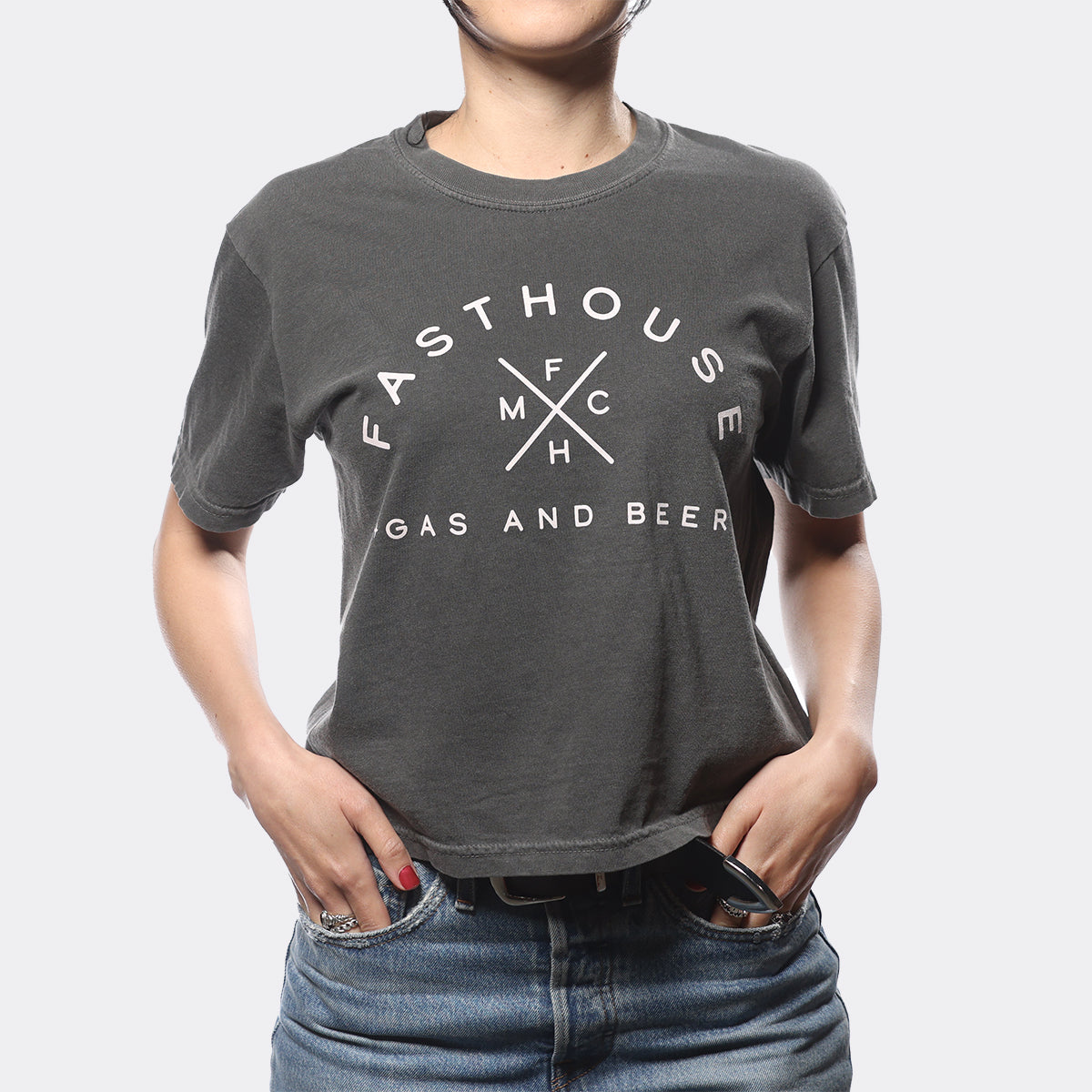 Theory Women's Crop Tee - Washed Black Fasthouse