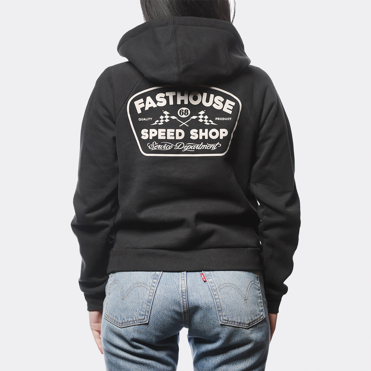 Wedged Women's Hooded Pullover - Black closeout