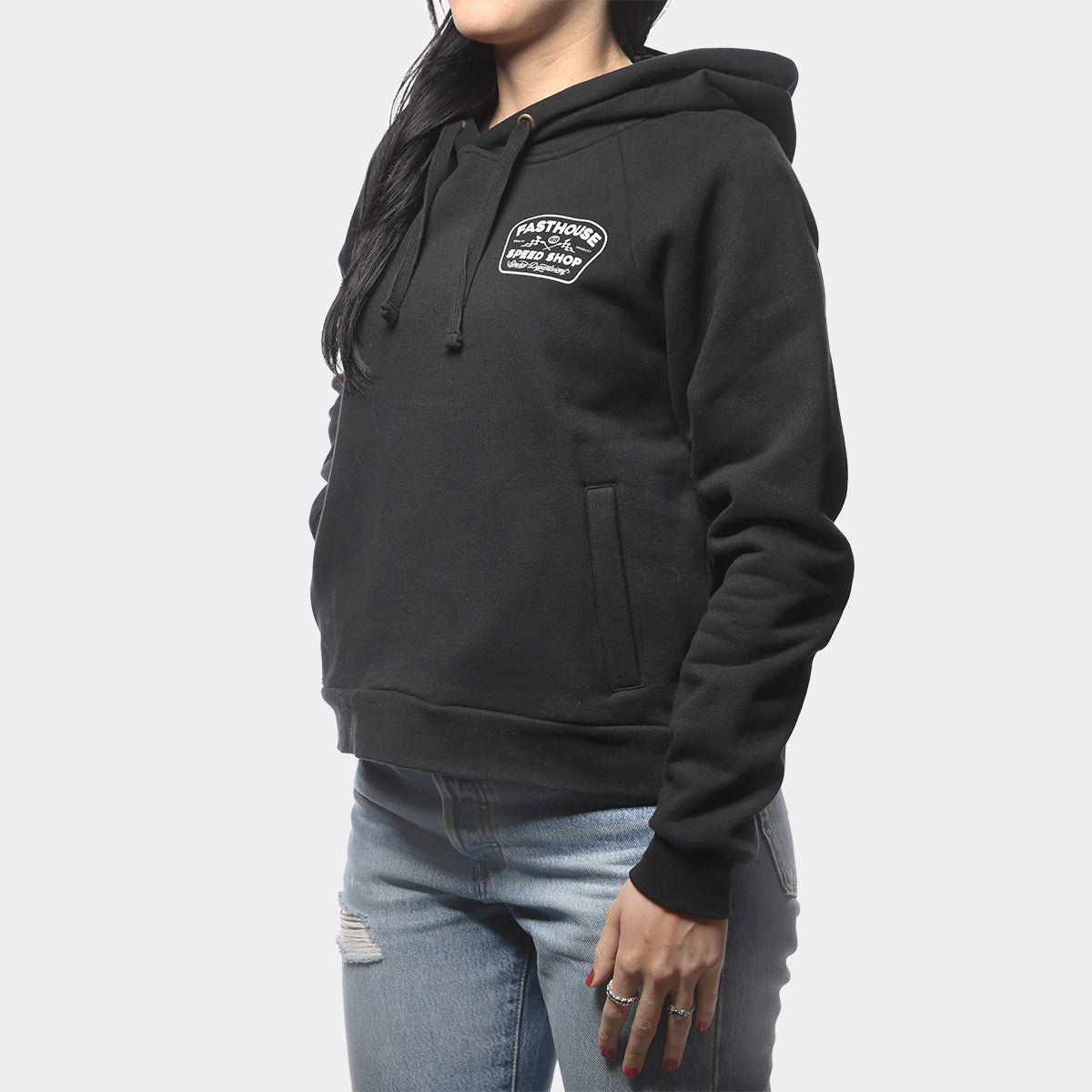Wedged Women's Hooded Pullover - Black closeout