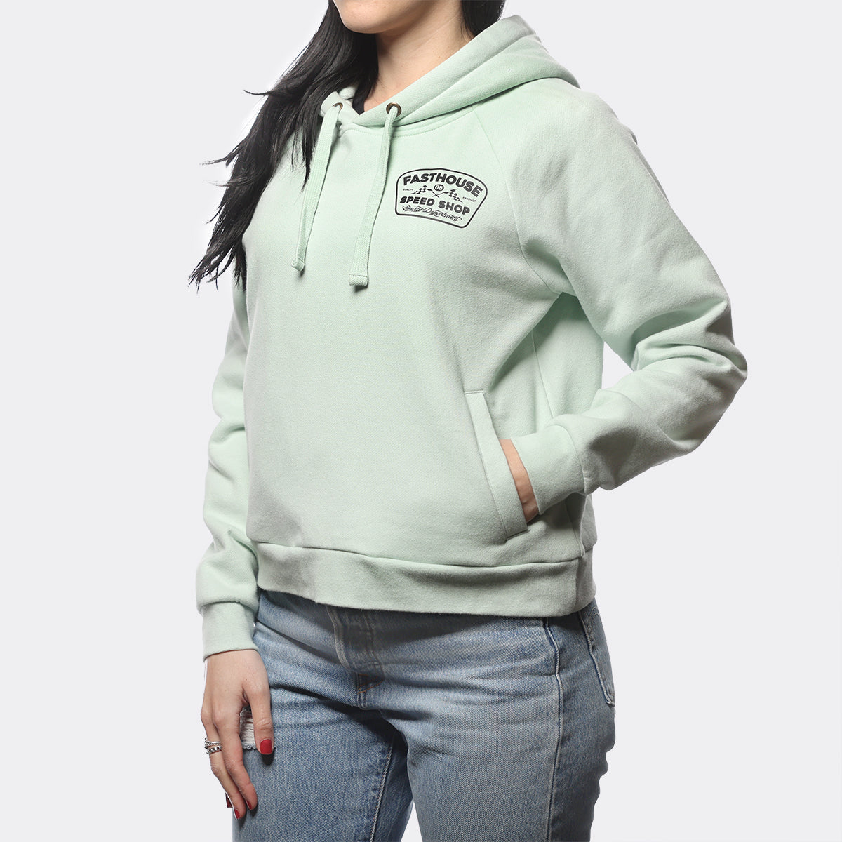Wedged Women's Hooded Pullover - Mint Fasthouse