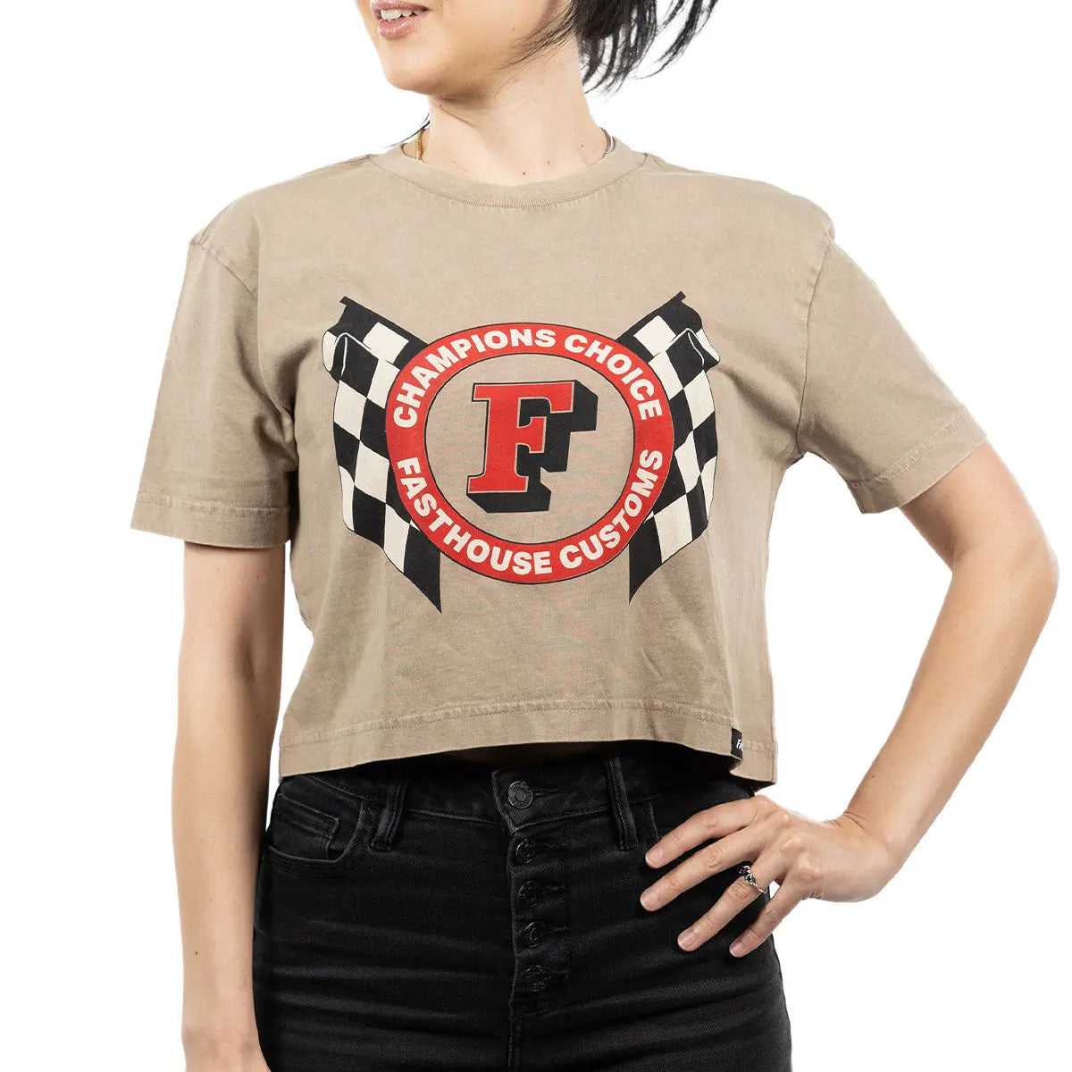 Womens Champions Choice Crop Tee - Stone Wash Fasthouse