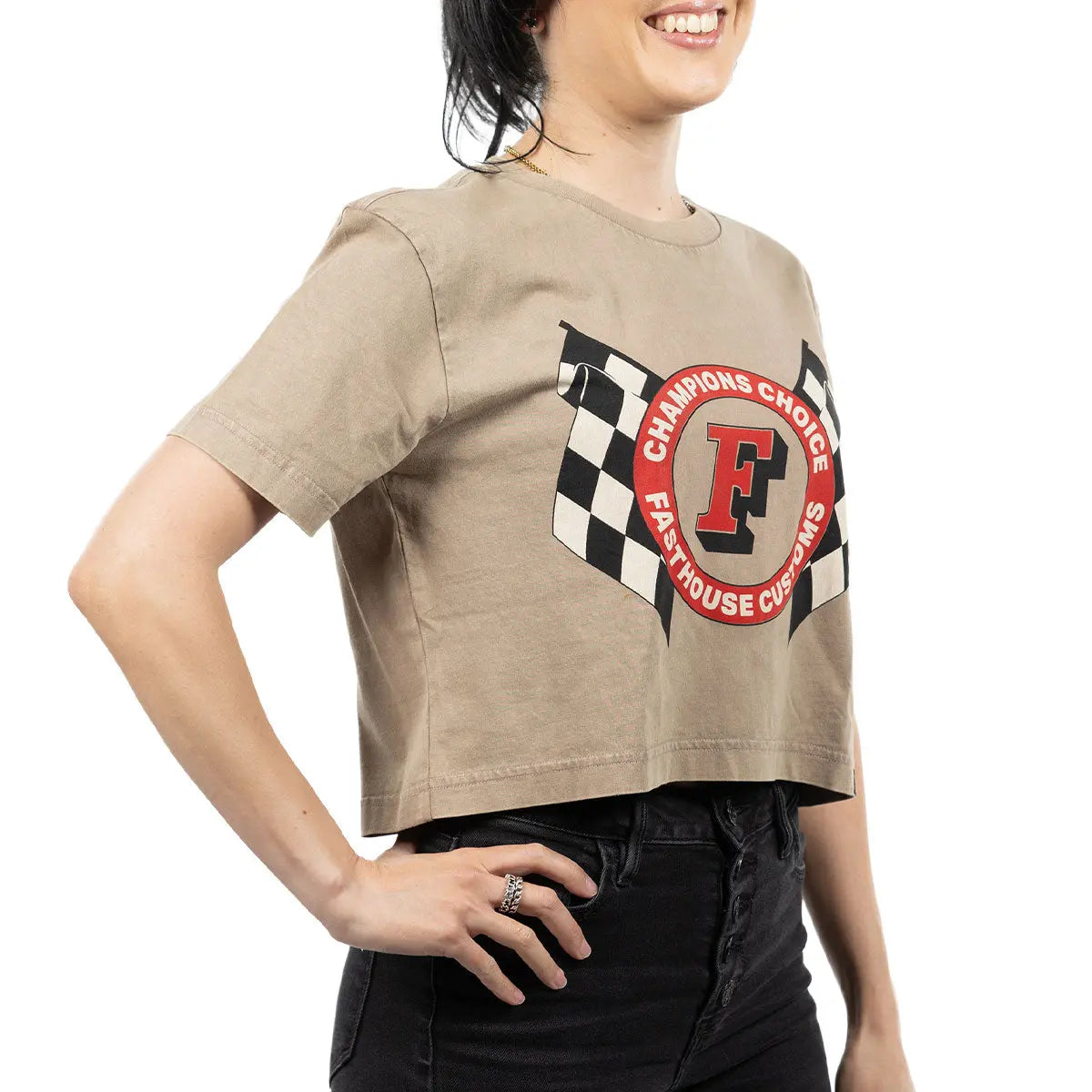 Womens Champions Choice Crop Tee - Stone Wash Fasthouse