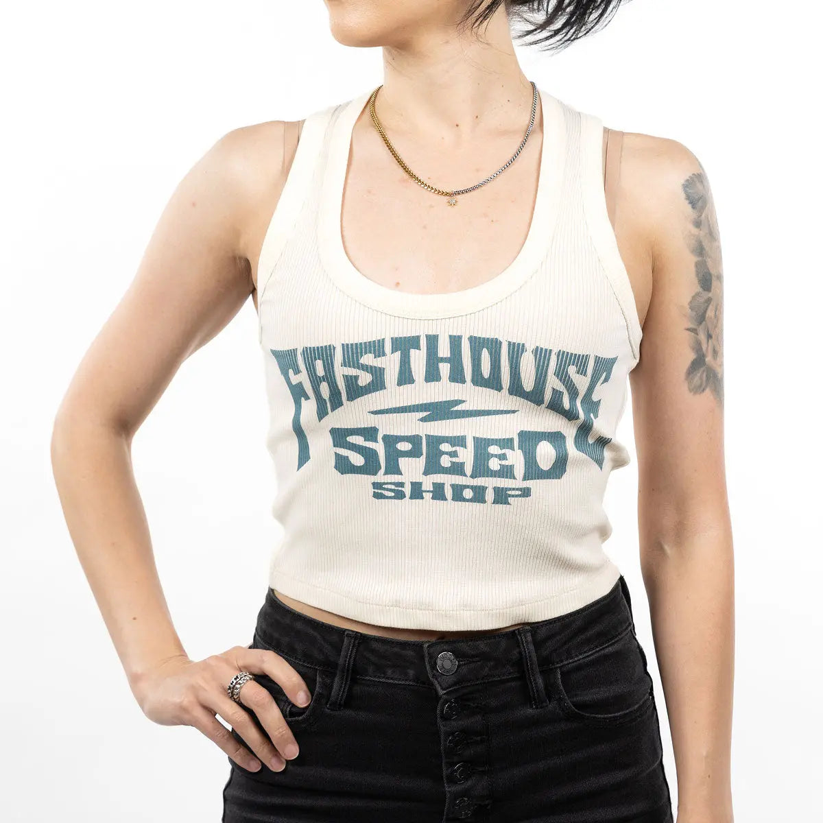 Womens Record Tank - Off White Fasthouse