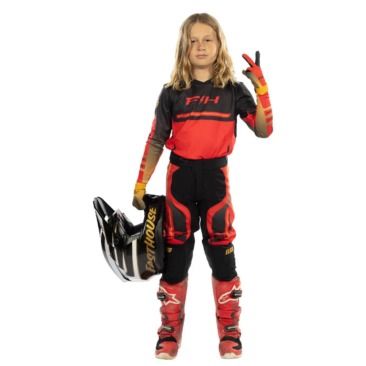 Vapor React Youth Glove - Racing Red/Black Fasthouse