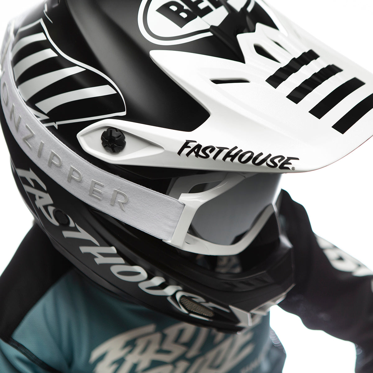 Bell Moto-9 MIPS Youth Helmet - Flying Colors Matte Black/White Fasthouse