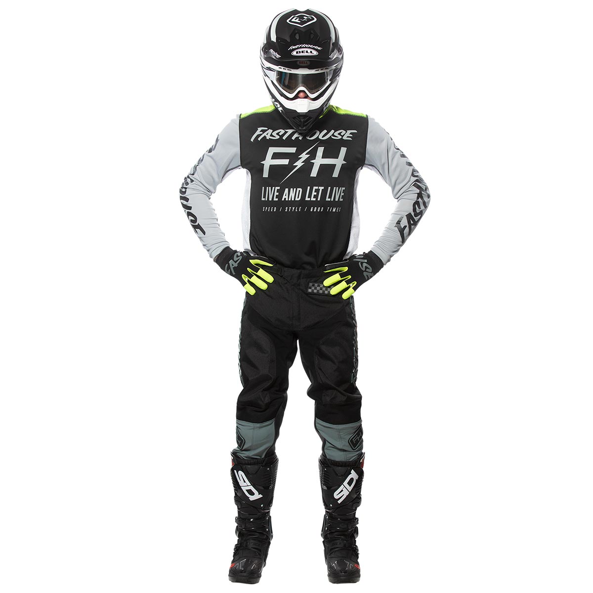Fasthouse Clyde Silver Jersey and Grindhouse Black & Charcoal Pants