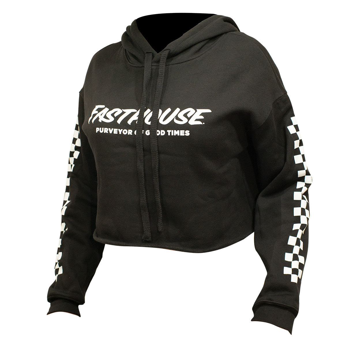Logo Hooded Crop Womens Pullover - Black