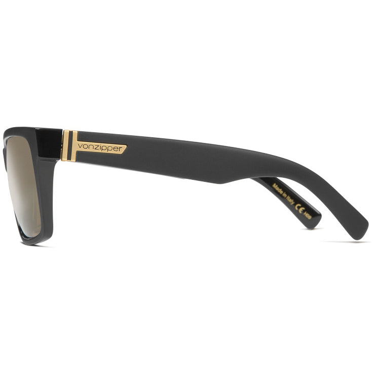 VonZipper Elmore Sunglasses - Black Satin Gloss/Gold Chrome Fasthouse