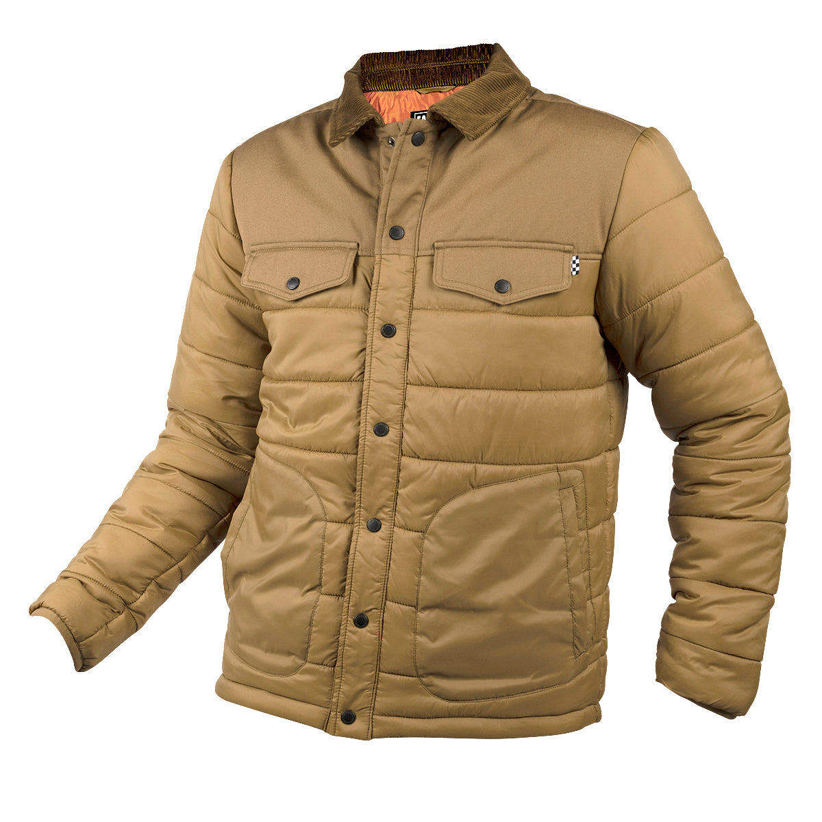 Patch Pockets Puffer Jacket with Buttons