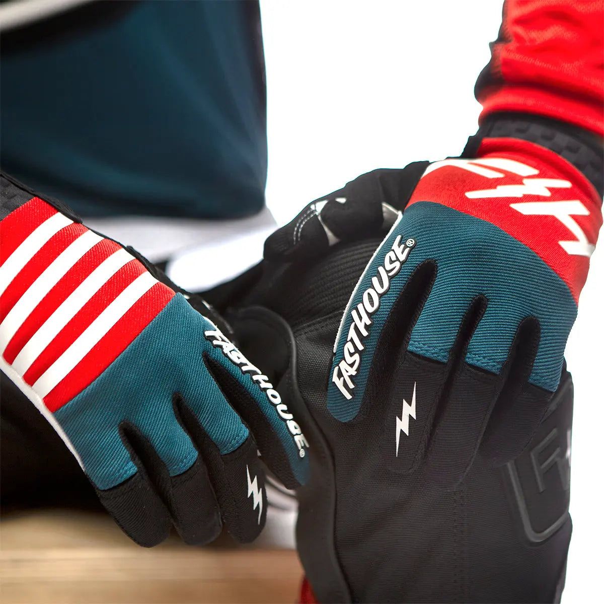 Speed Style Omega Youth Glove - Red/Slate - Fasthouse