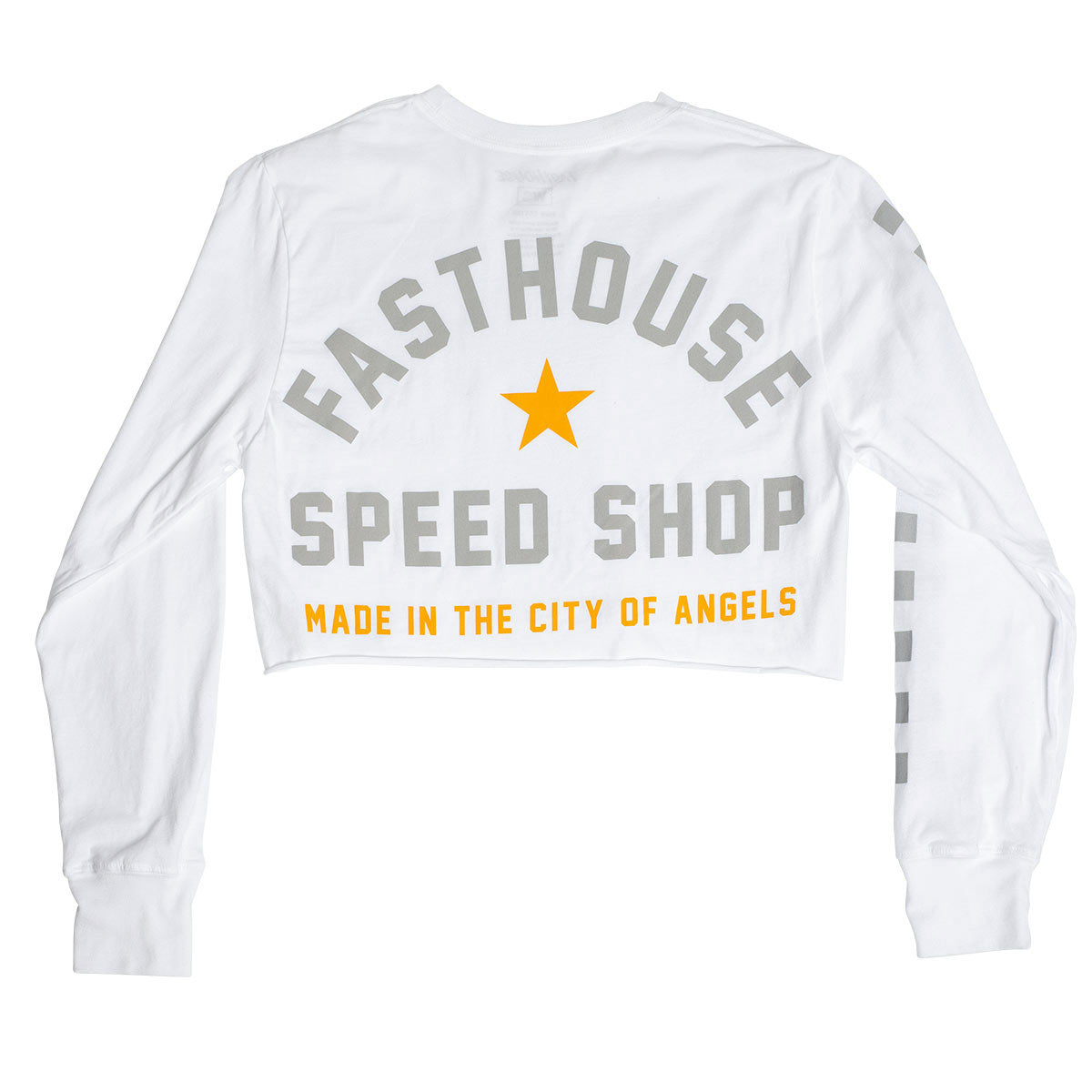Star LS Women's Crop Tee - White