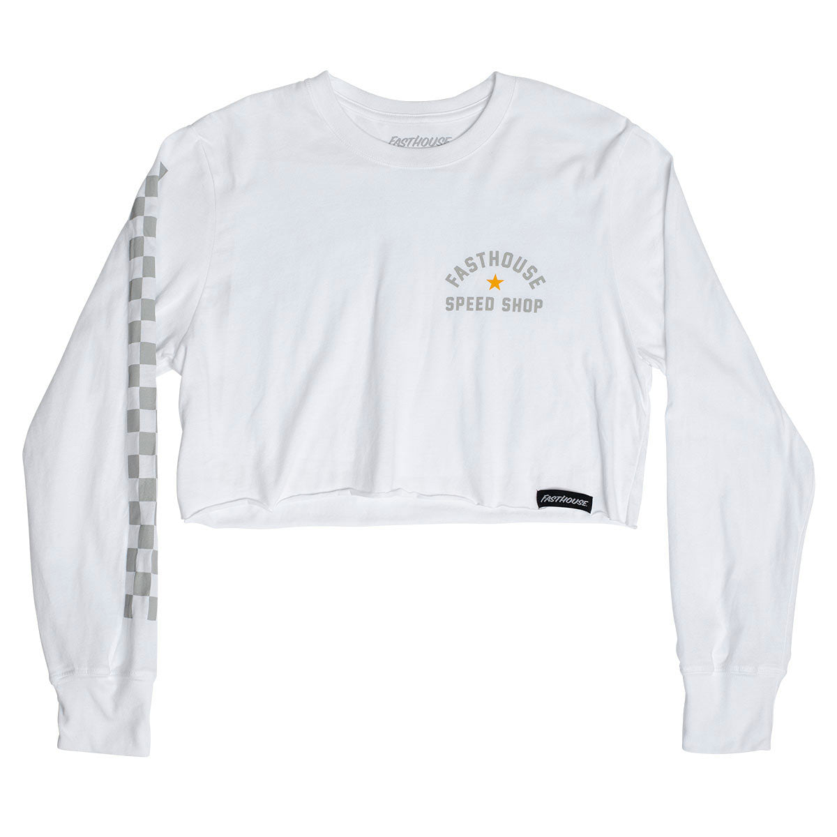 Star LS Women's Crop Tee - White