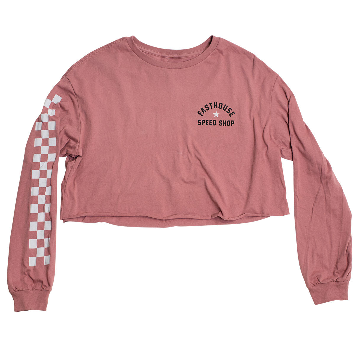 Star Long Sleeve Womens Crop Tee - Heather Mauve
