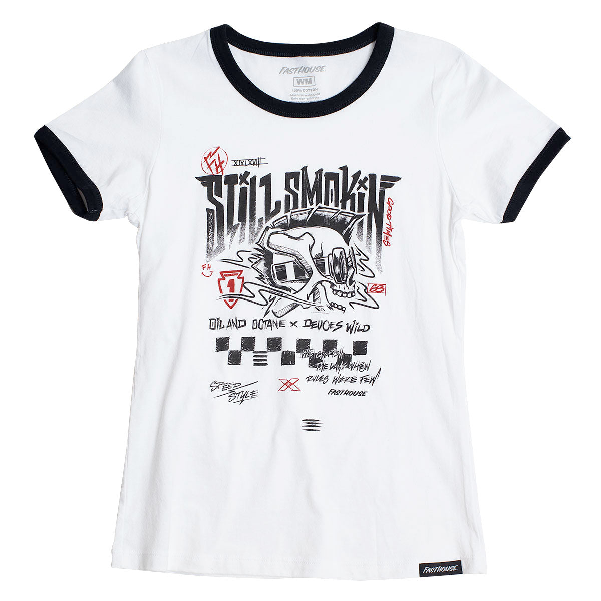 Still Smokin '21 Women's Ringer Tee - White/Black
