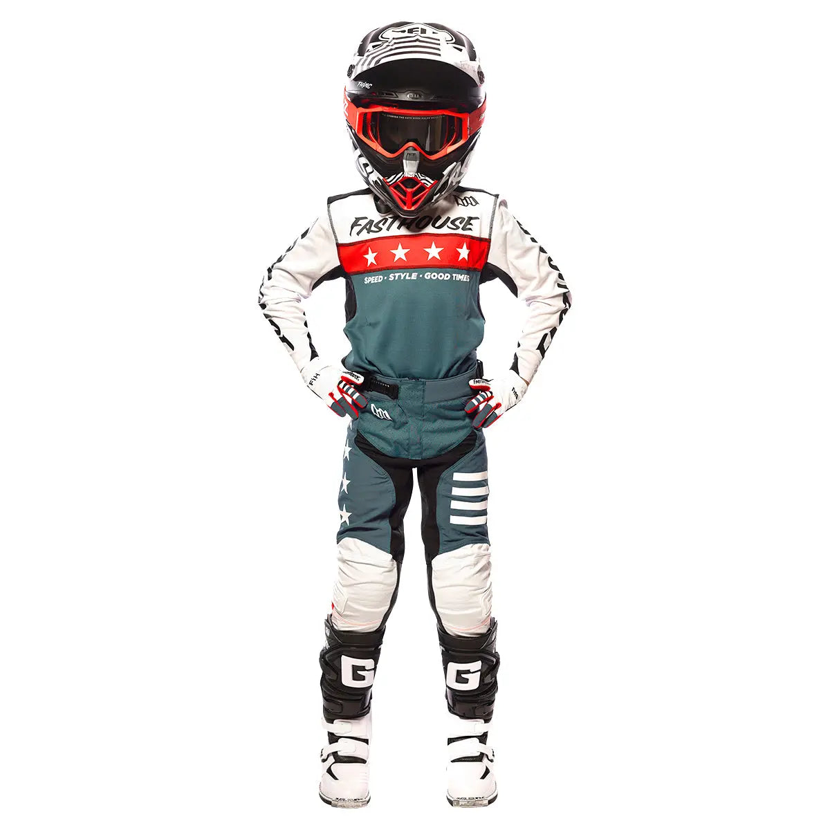 Elrod Astre Youth Jersey - White/Slate - Fasthouse