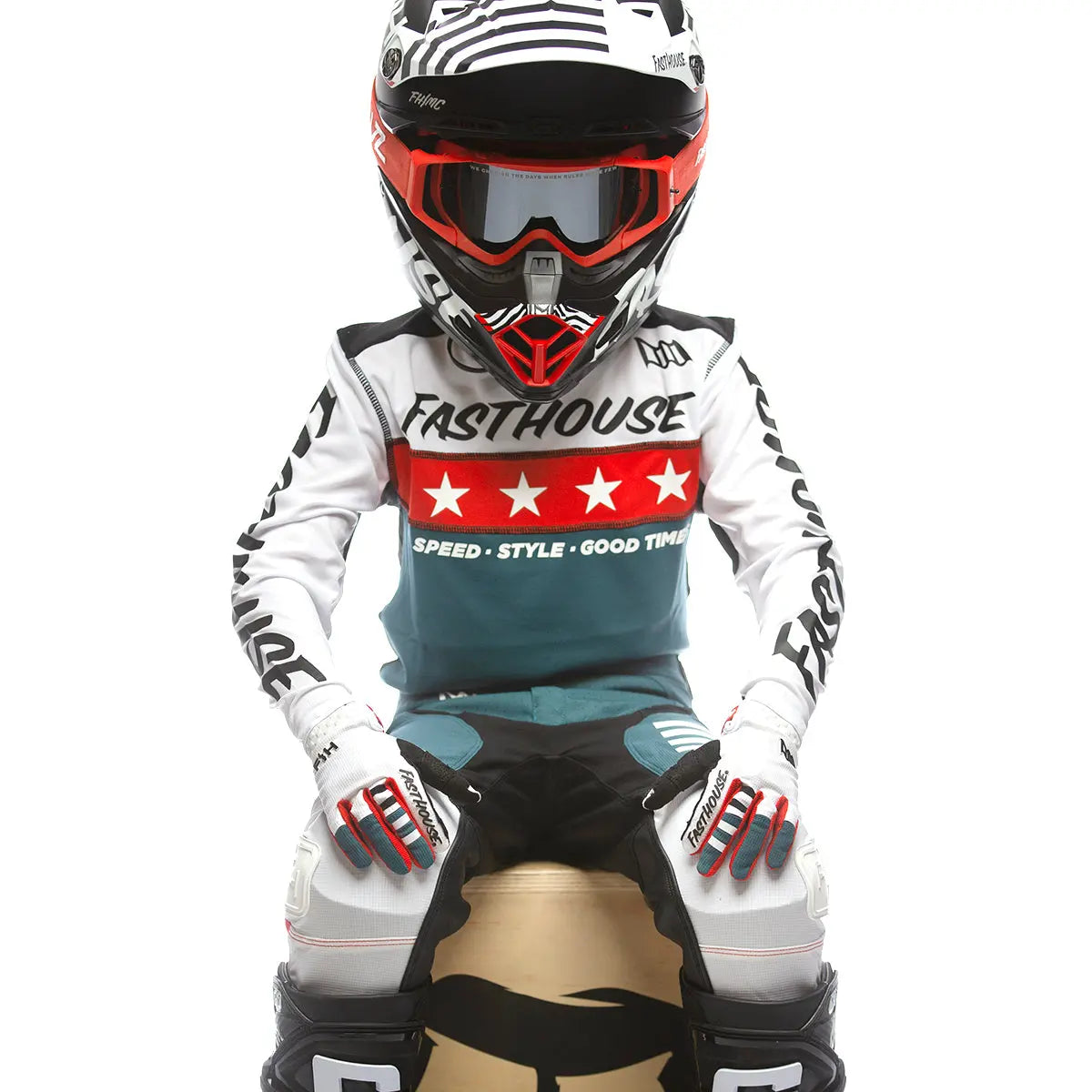 Elrod Astre Youth Jersey - White/Slate - Fasthouse