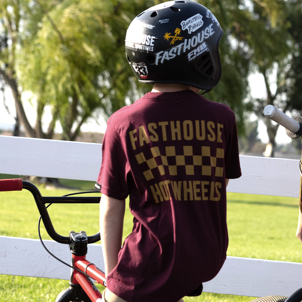 Stacked Hot Wheels Youth Tee - Maroon