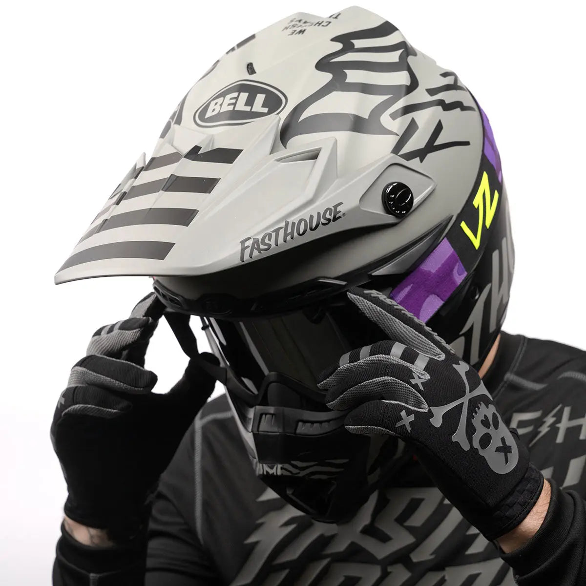 Bell Moto-9S Flex Flying Colors - Gray/Black - Fasthouse
