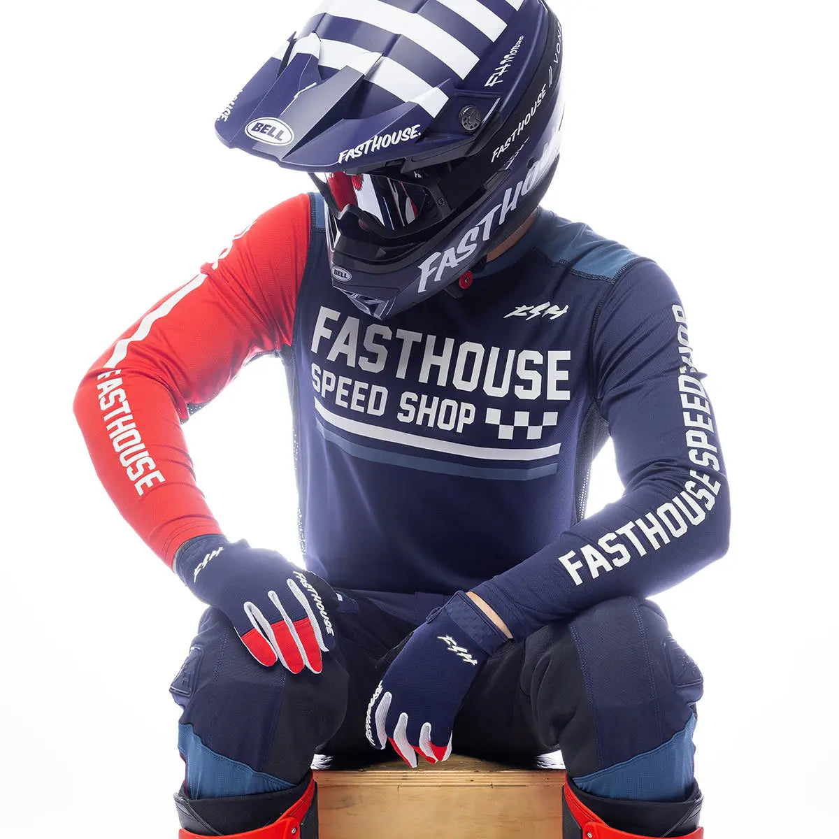 fasthouse motocross gear Grindhouse Hudson Jersey - Blue/Red