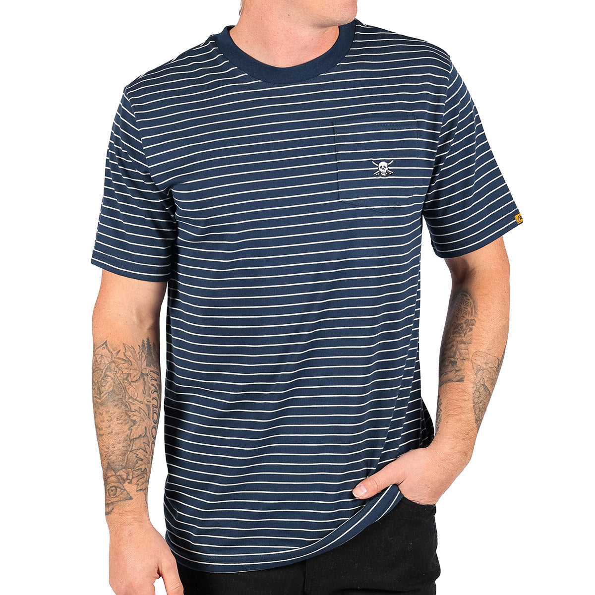 Rufus Yarn Dye Tee - Navy/White