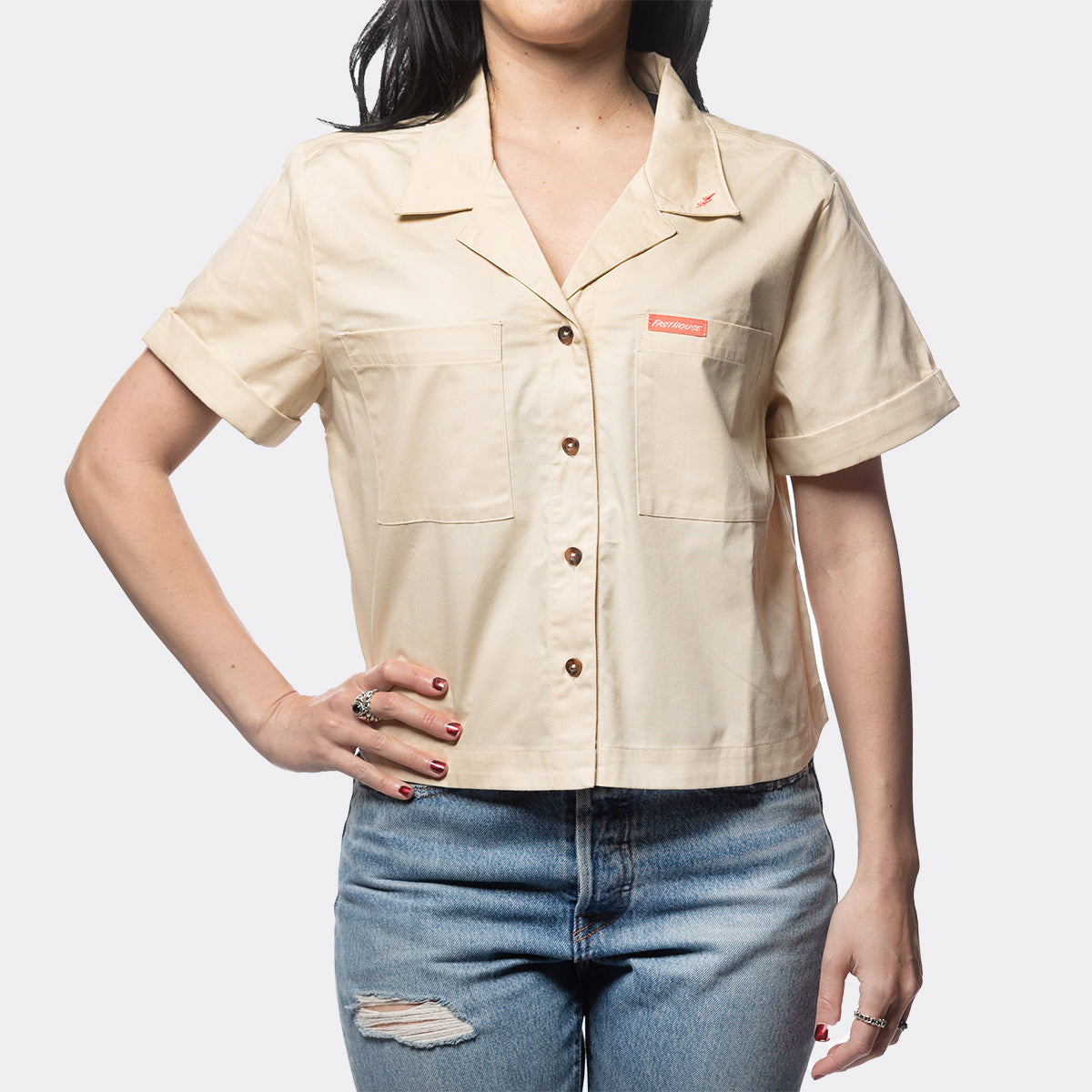 Smoke Show Crop Button Up Women's Shirt