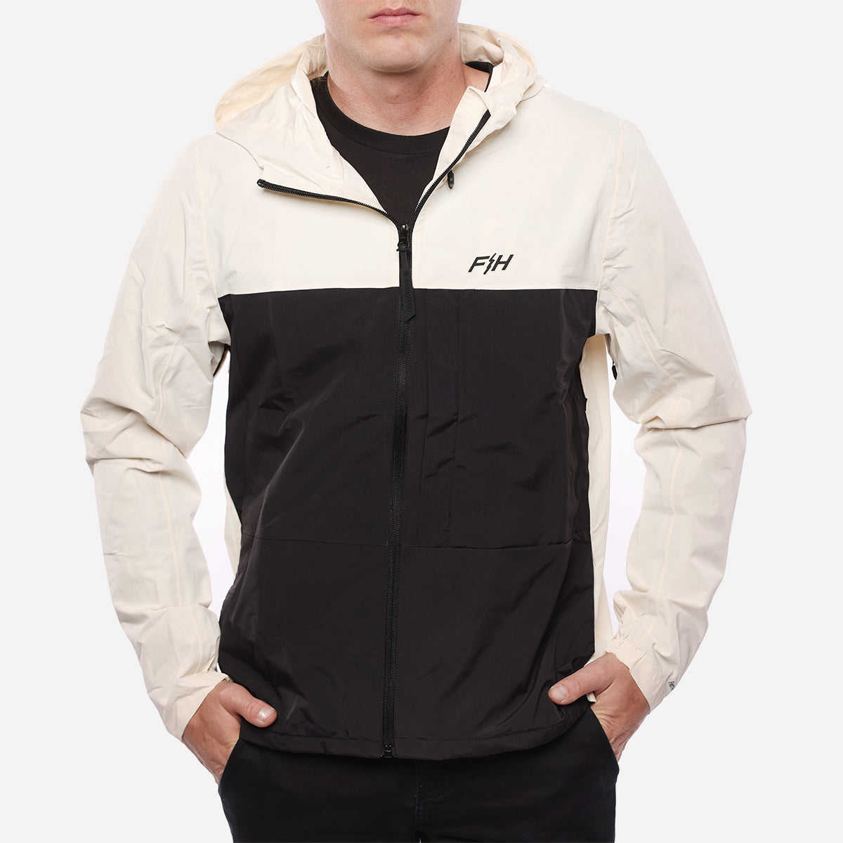 Statement Packable Windbreaker - Natural/Black