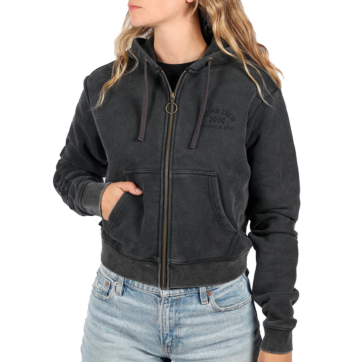 Discord Overdyed Heavyweight Women's Crop Zip-Up