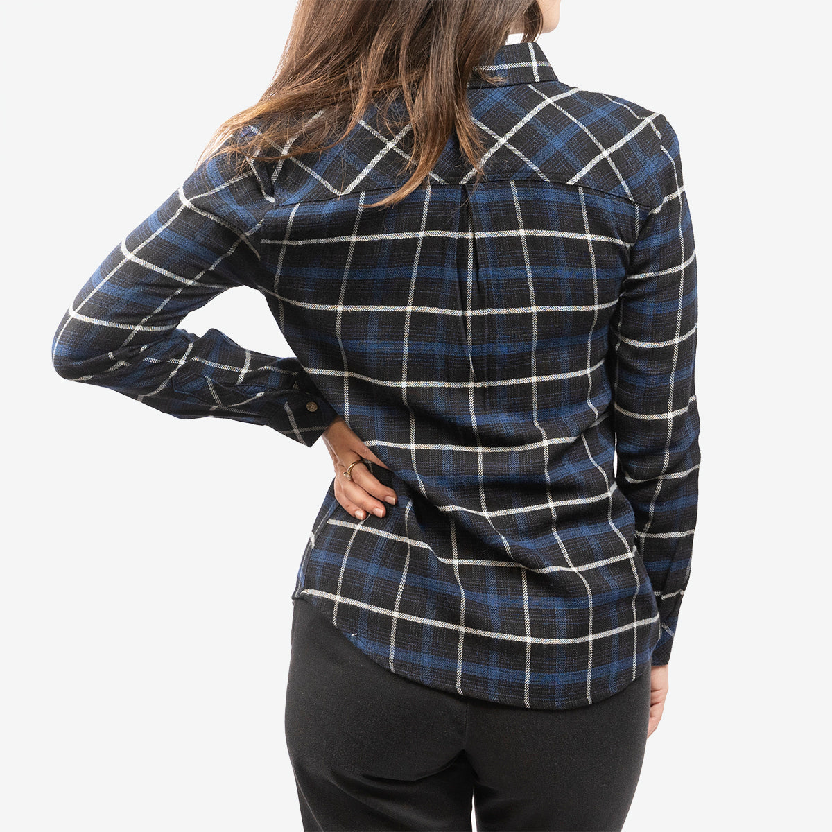 Honey Women's Flannel - Dust Blue/Black