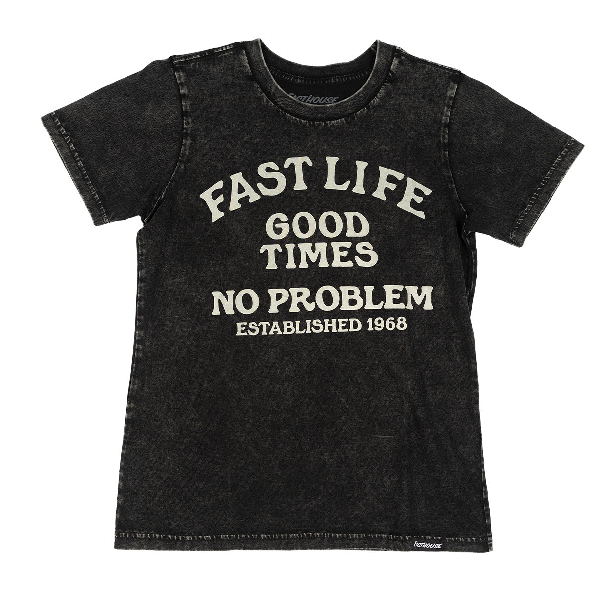 Womens No Problem Tee - Black Acid Wash