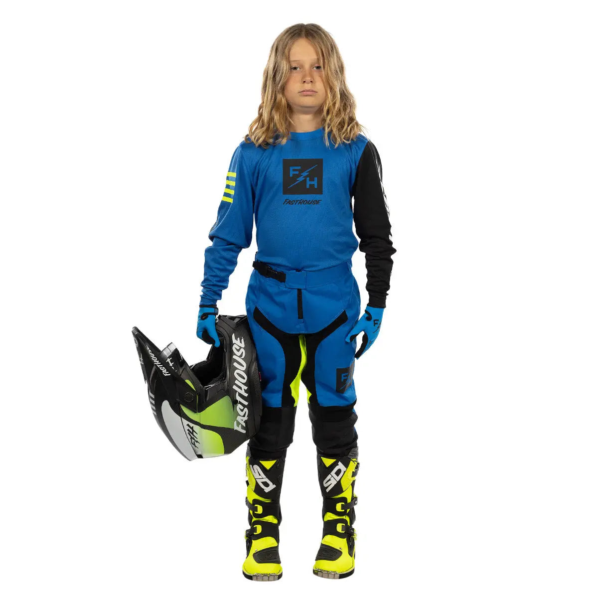 Carbon Echo Youth Pant - Electric Blue/High Viz Fasthouse
