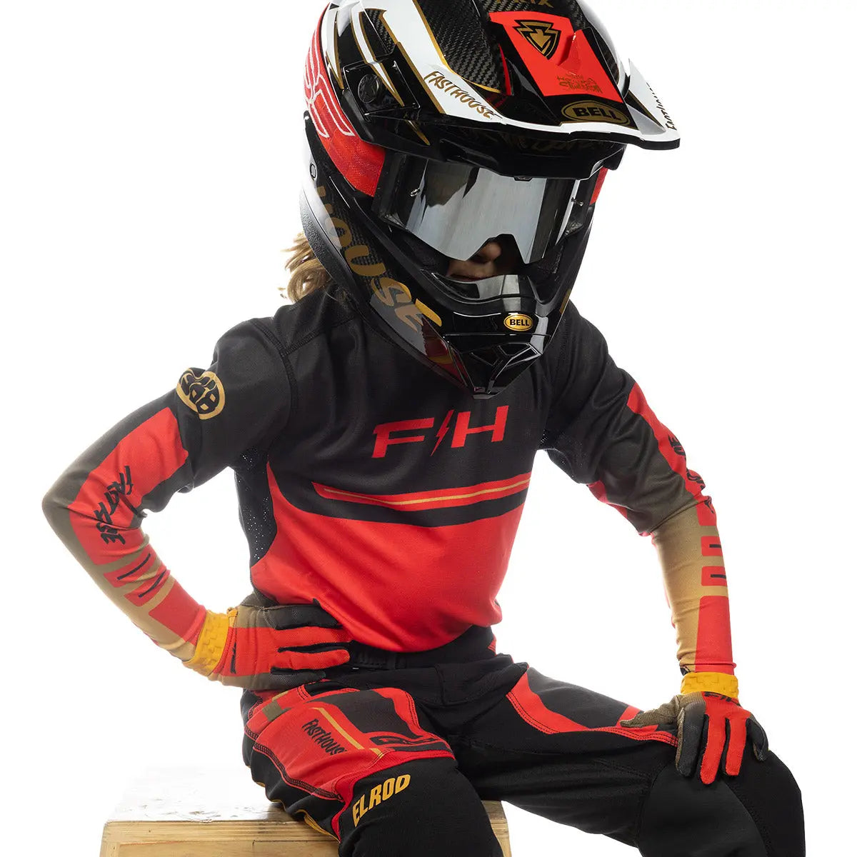 Vapor React Youth Glove - Racing Red/Black Fasthouse