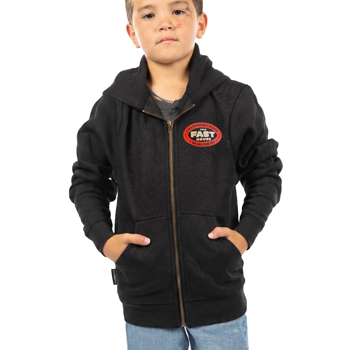 Youth Petrol Hooded Zip-Up - Black
