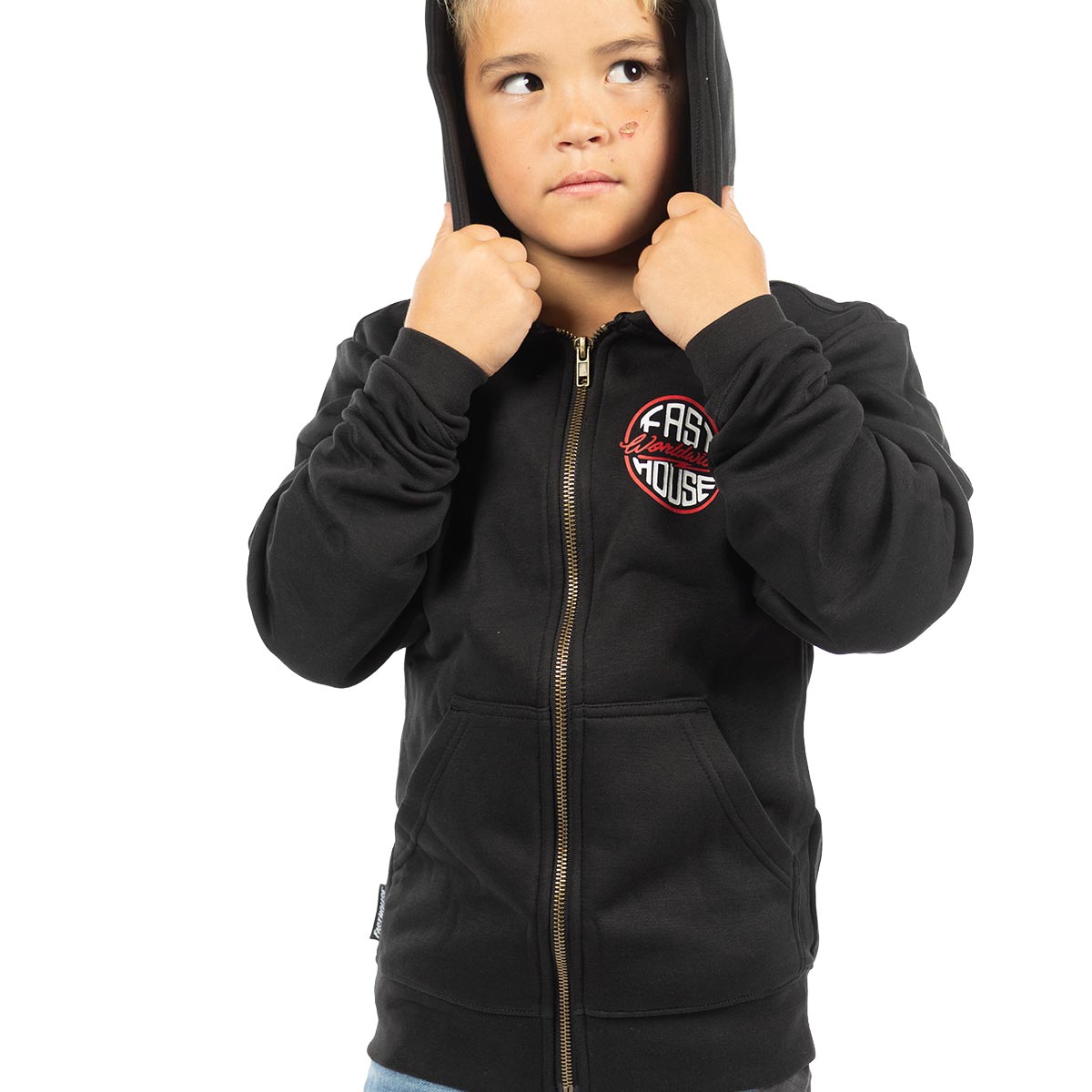 Youth Petrol Hooded Zip-Up - Black