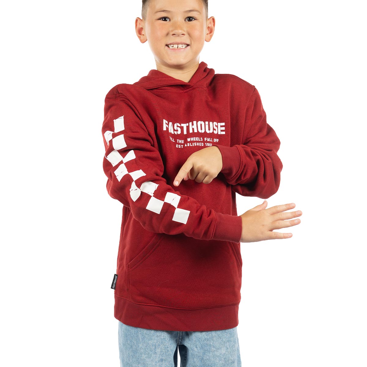 Youth Torn Hooded Pullover - Red