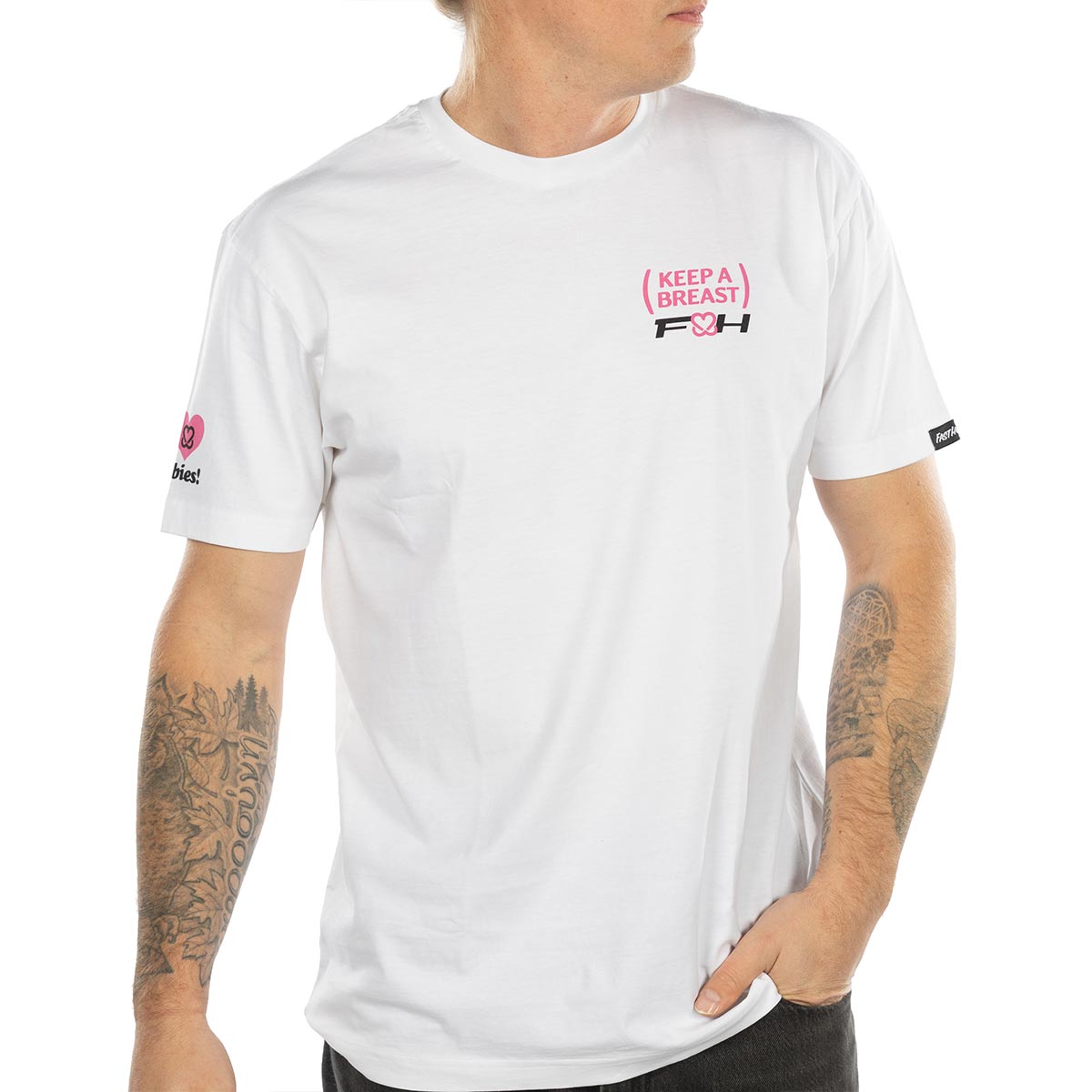Keep A Breast Moto Crew Tee - White