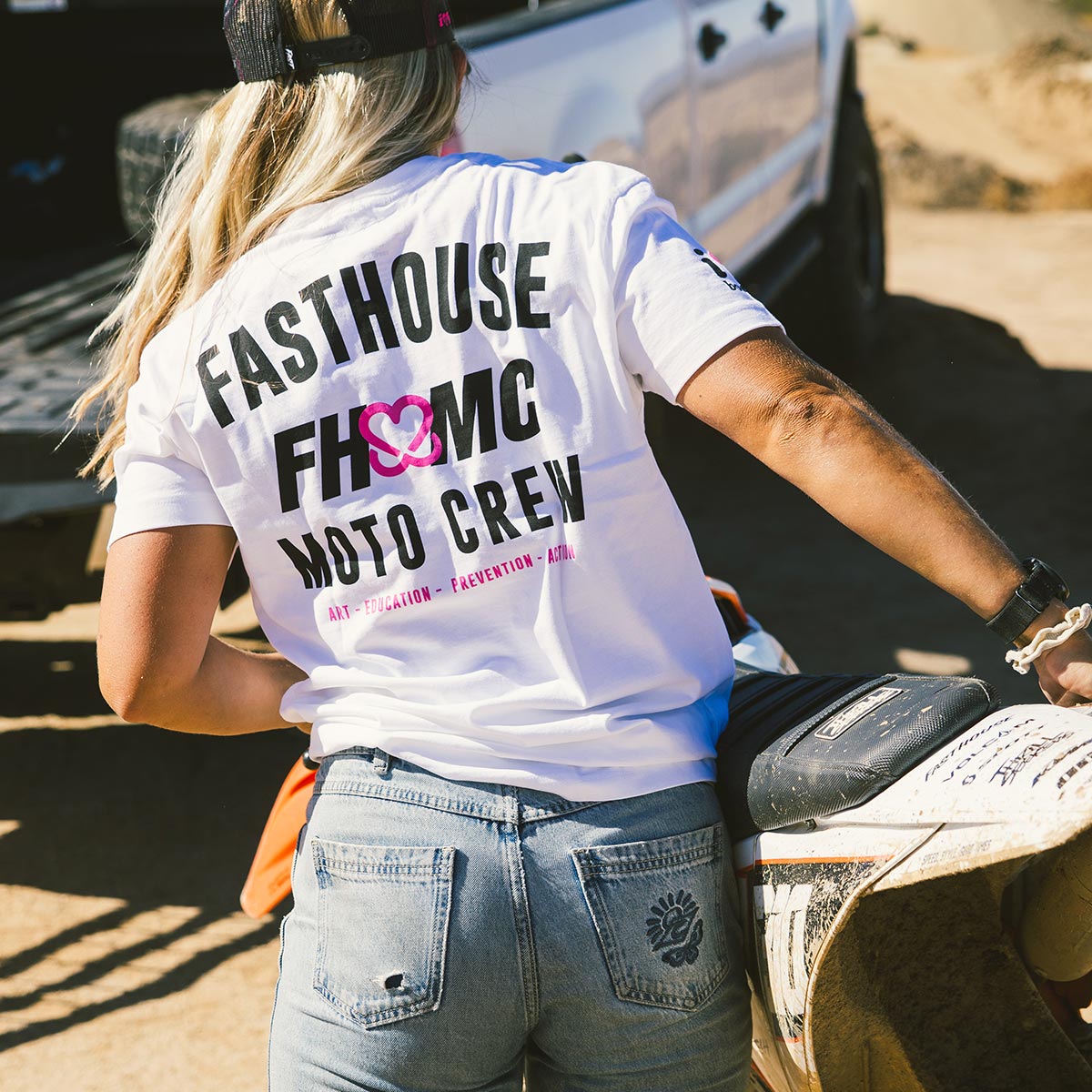 Keep A Breast Moto Crew Tee - White