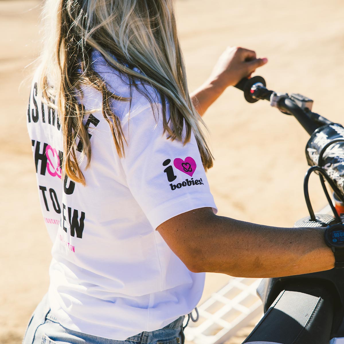 Keep A Breast Moto Crew Tee - White