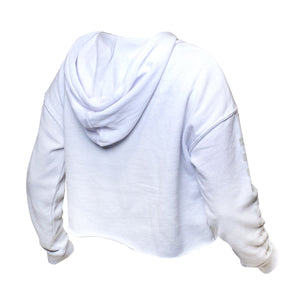 Logo Crop Women's Hooded Pullover - White