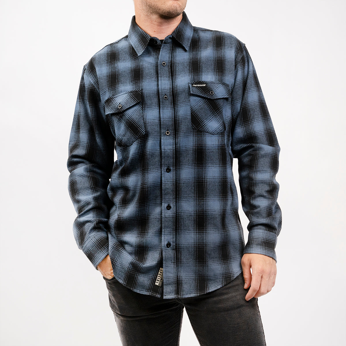 Saturday Night Special Flannel - Dust Blue/Black