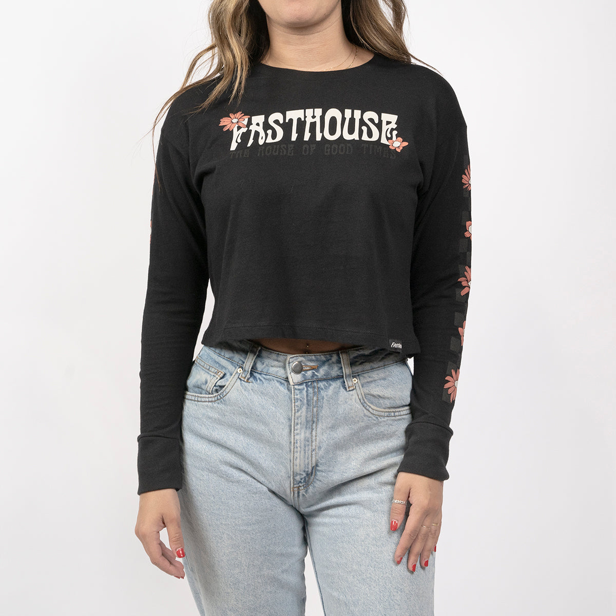Serene Long Sleeve Women's Crop Tee - Black